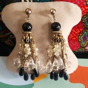 Beaded Faux Crystal Chandelier Earrings